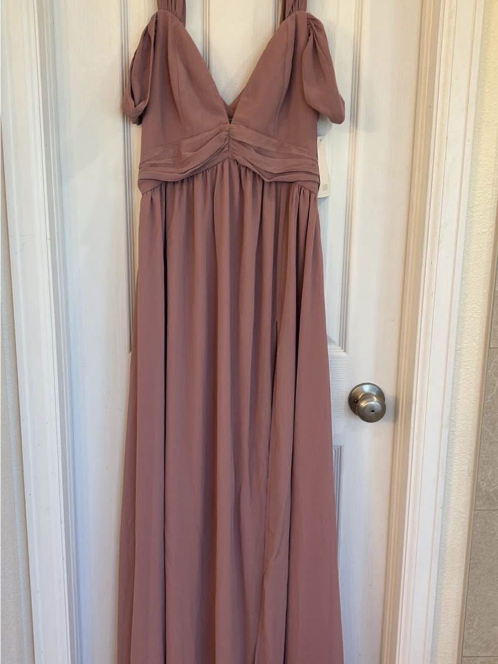 Tobi Mauve V-Neck Maxi Dress with Tie Shoulders